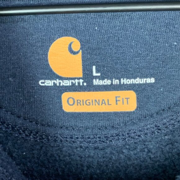 Carhartt Hoodie Mens Large Blue Original‎ Fit Fleece Sweatshirt Work Wear - Picture 12 of 14